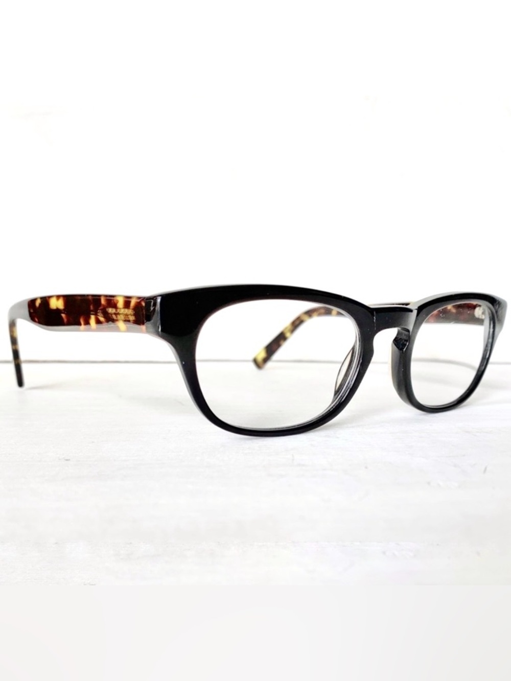 NEW +1.00 Acetate Reading Glasses Black Tortoise Acetate Unisex Bold Vintage
